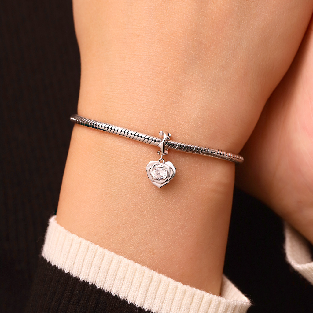 優雅玫瑰心形吊墜 image number 4