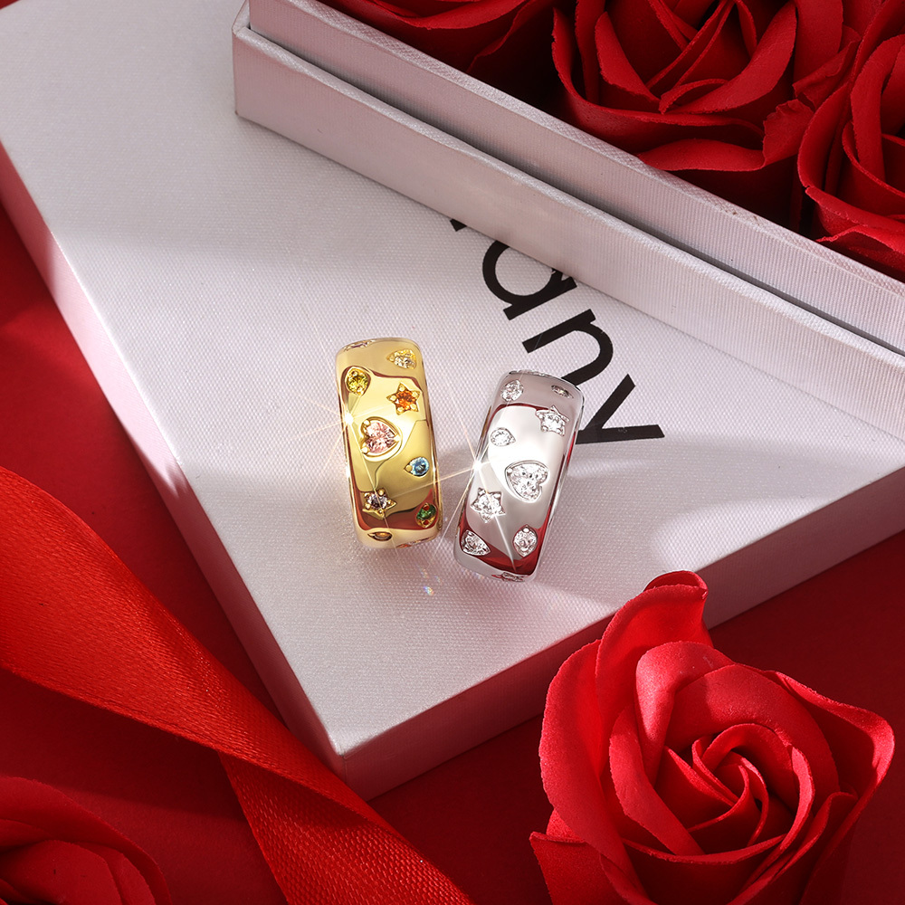 玫瑰金混合形狀復古戒指 image number 4