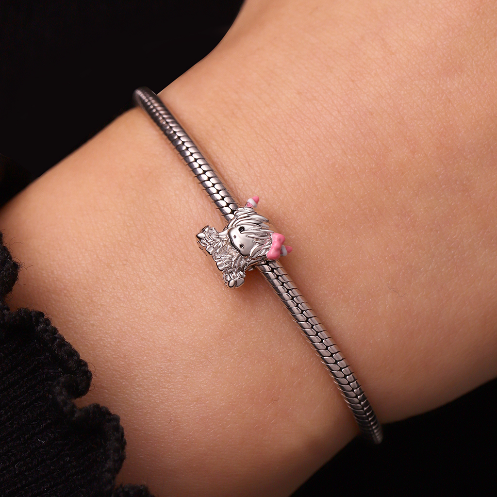 粉色蝴蝶結高地牛珠飾 image number 4