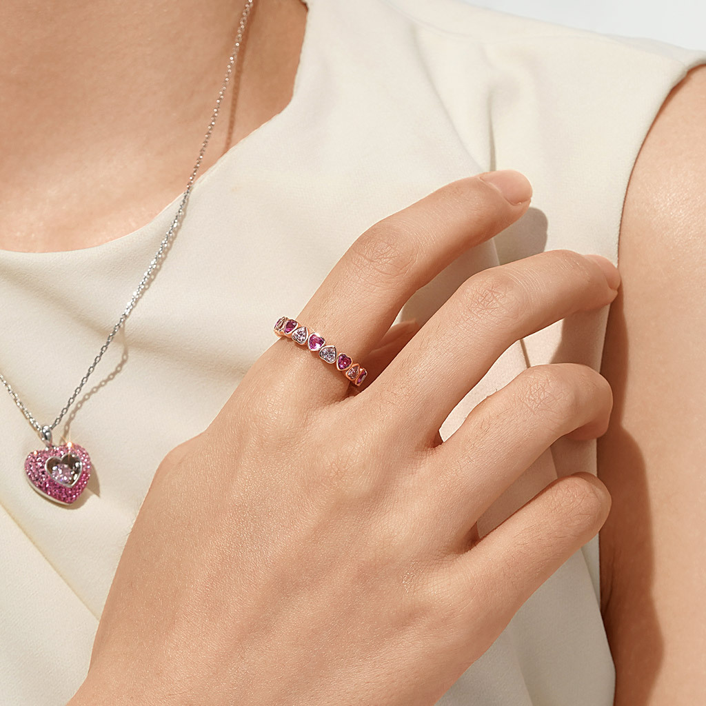 摩根石心形邊框永恆戒指 image number 4