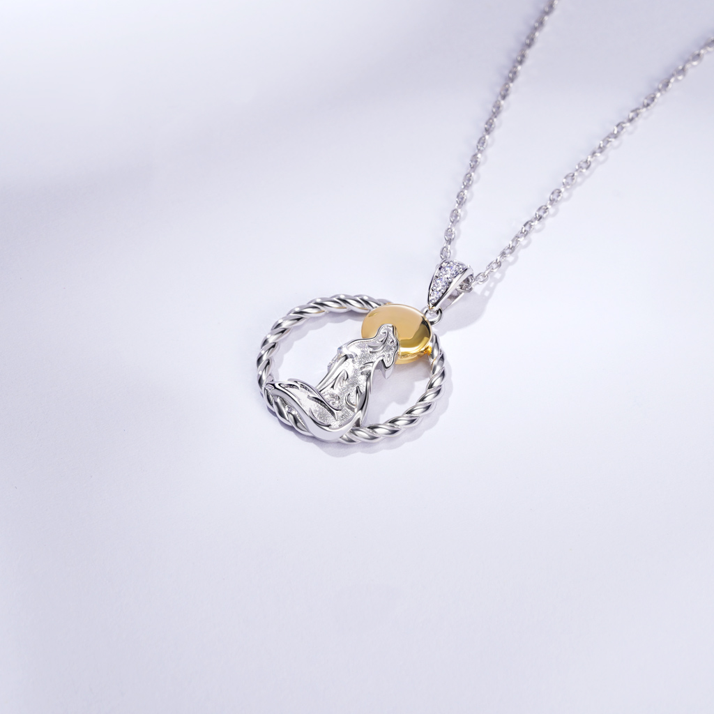 嚎叫狼扭繩項鍊 image number 2