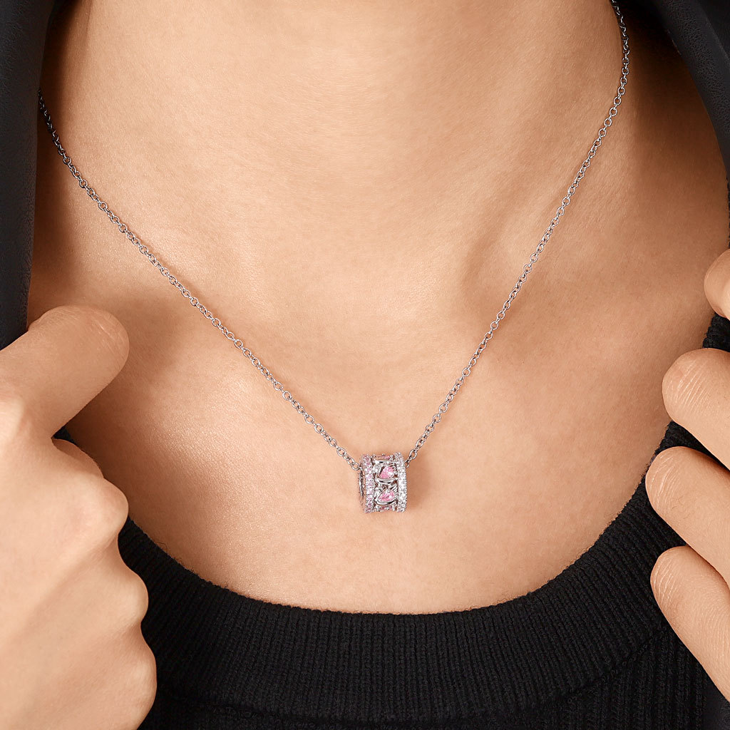 粉色天鵝鼓形項鍊 image number 4