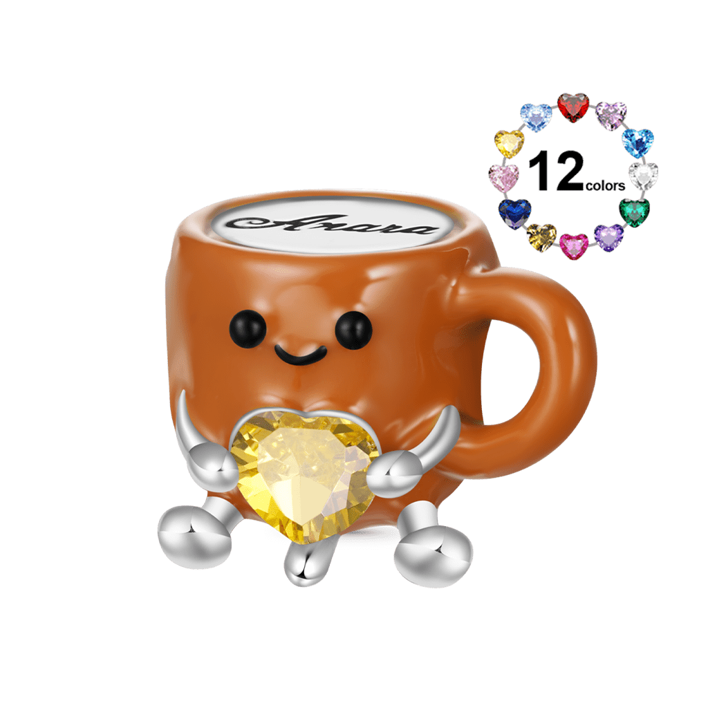 咖啡杯擁抱心形珠飾 image number 0