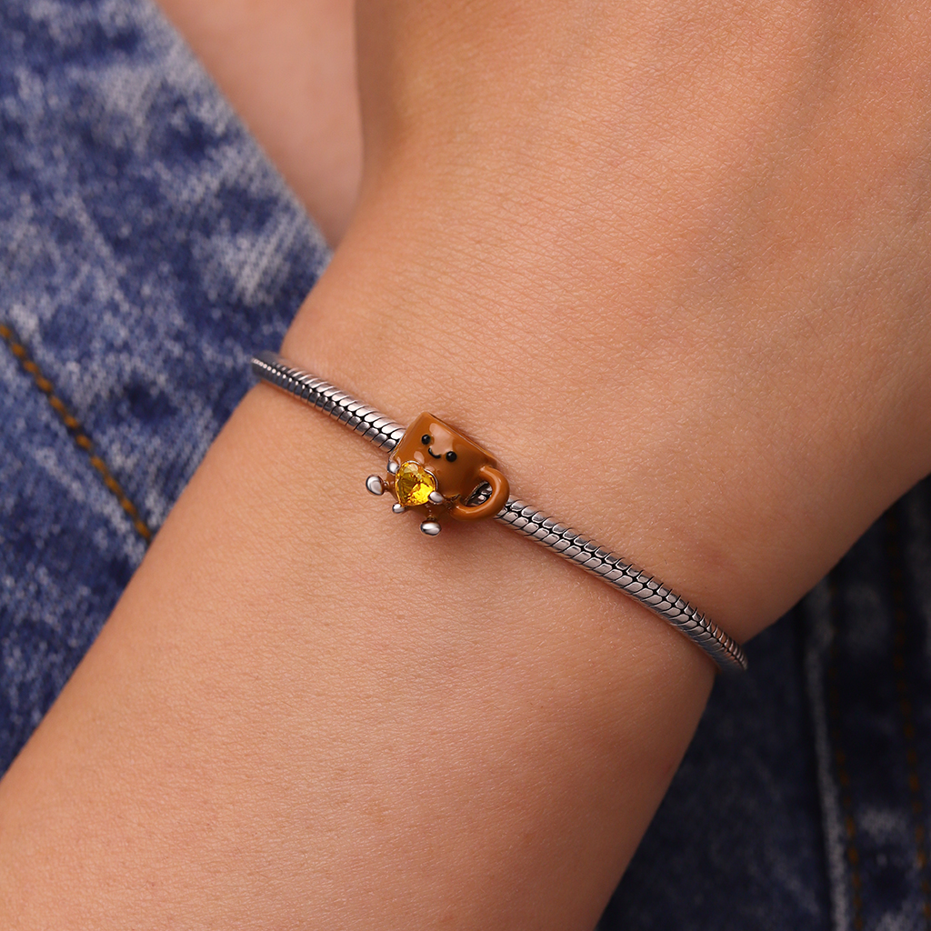 咖啡杯擁抱心形珠飾 image number 6