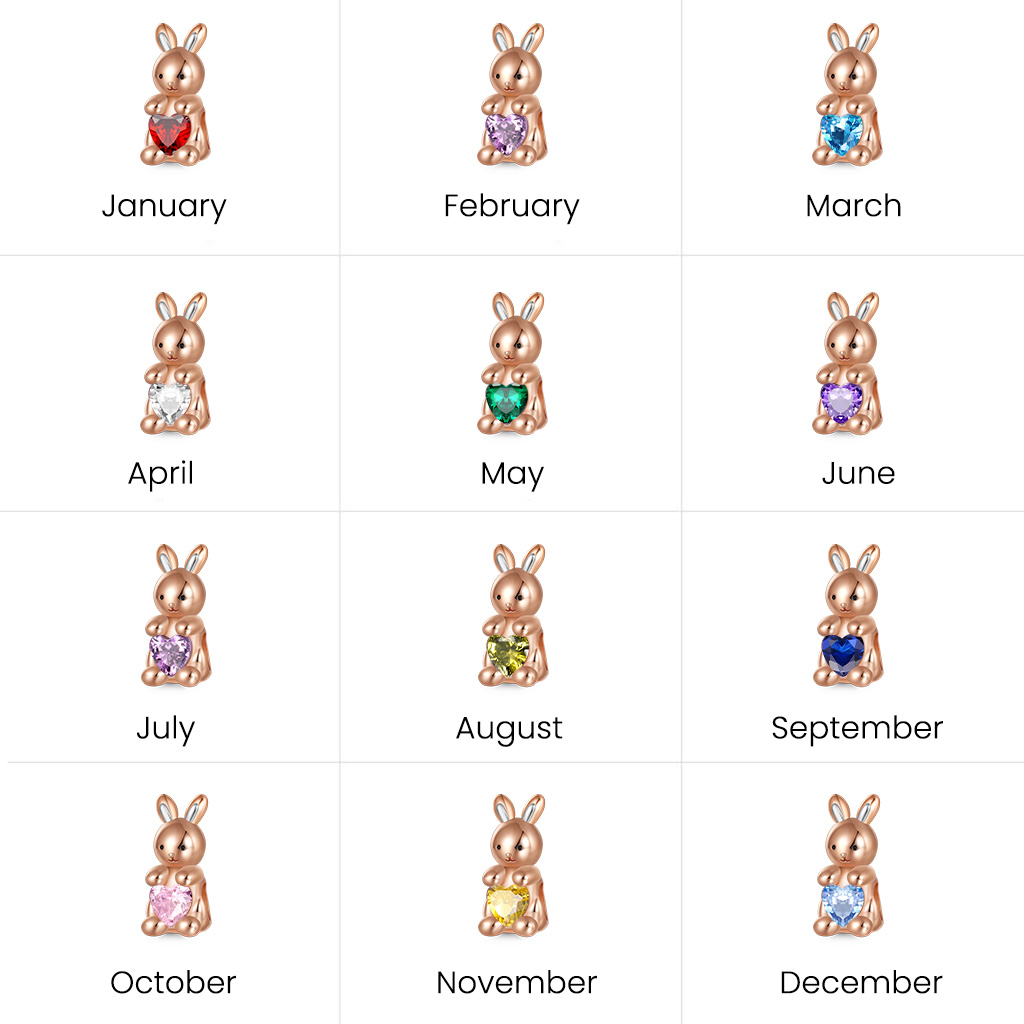 灰色兔子擁抱心形珠飾 image number 3