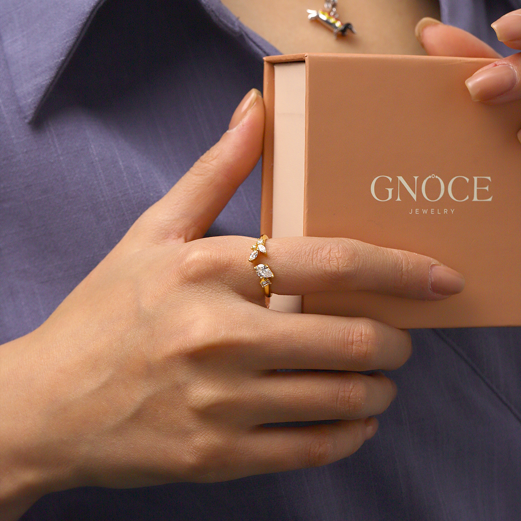 不規則欖尖形鑽石戒指 image number 3