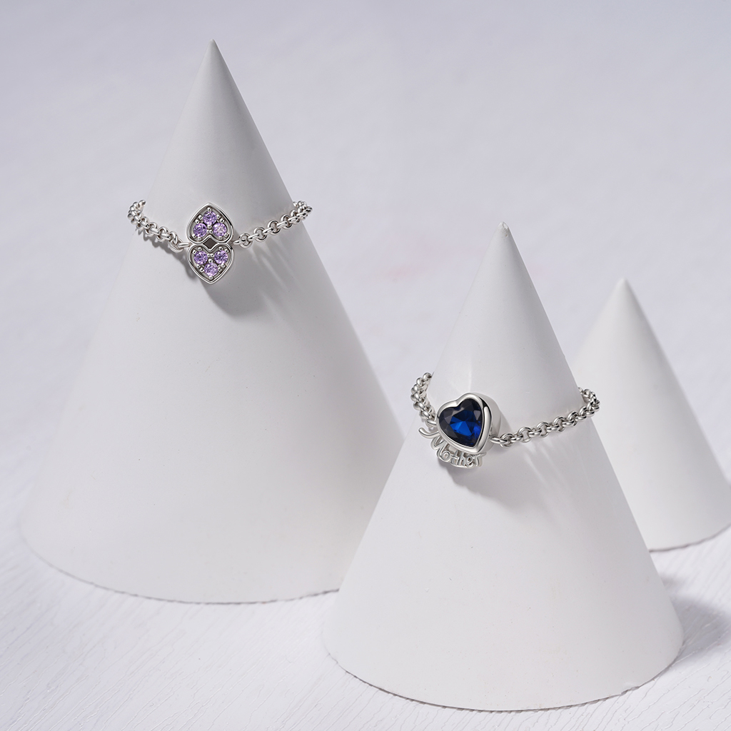 可調式字母愛心鏈條戒指 image number 3