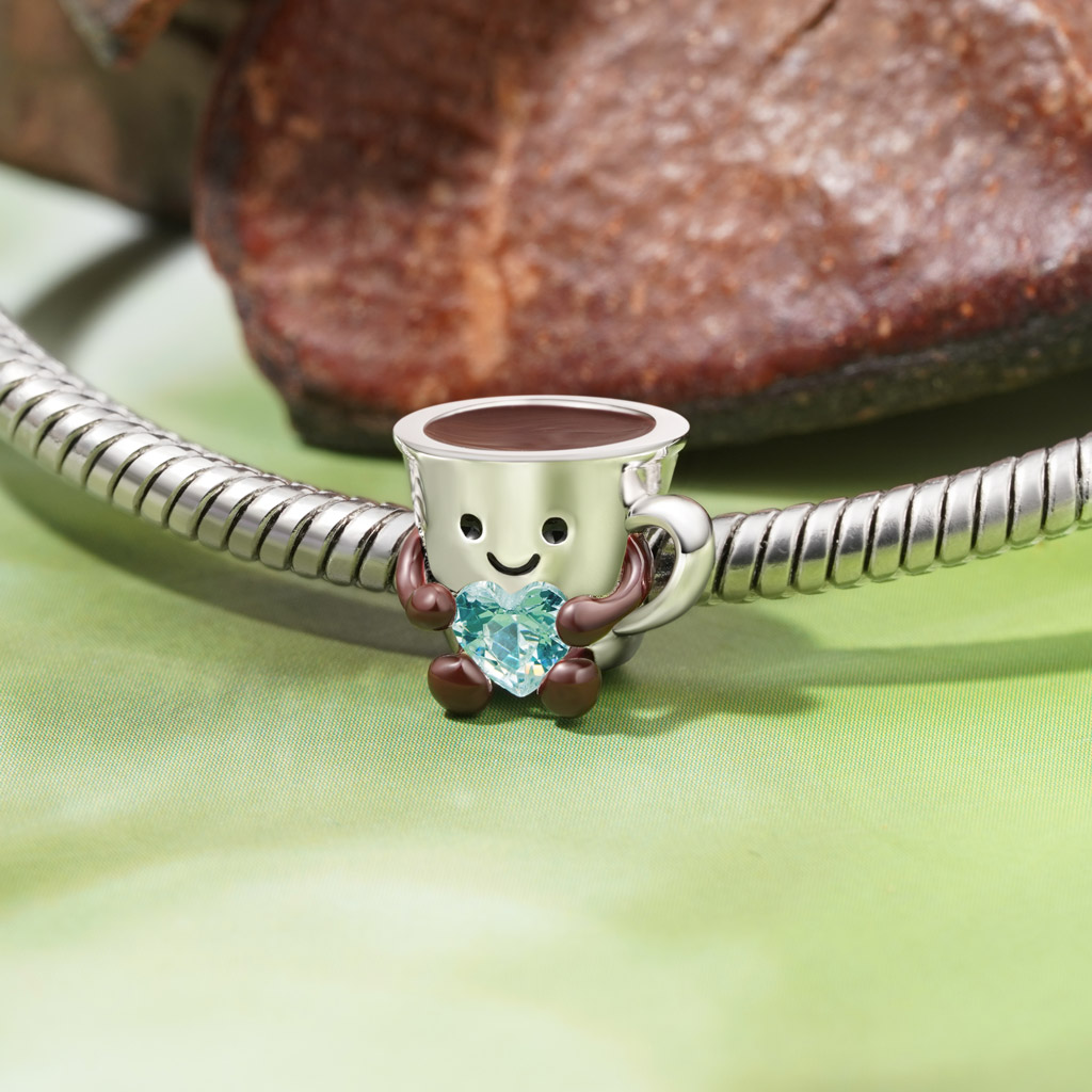 咖啡杯擁抱愛心珠飾 image number 2