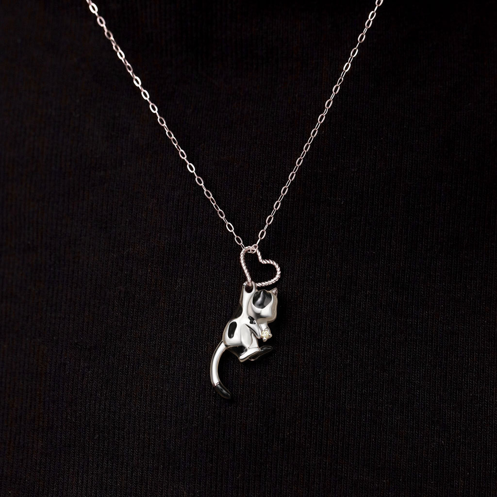 奶牛貓心形項鍊 image number 4