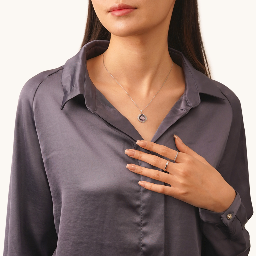 深紫色鑽石項鍊 image number 4