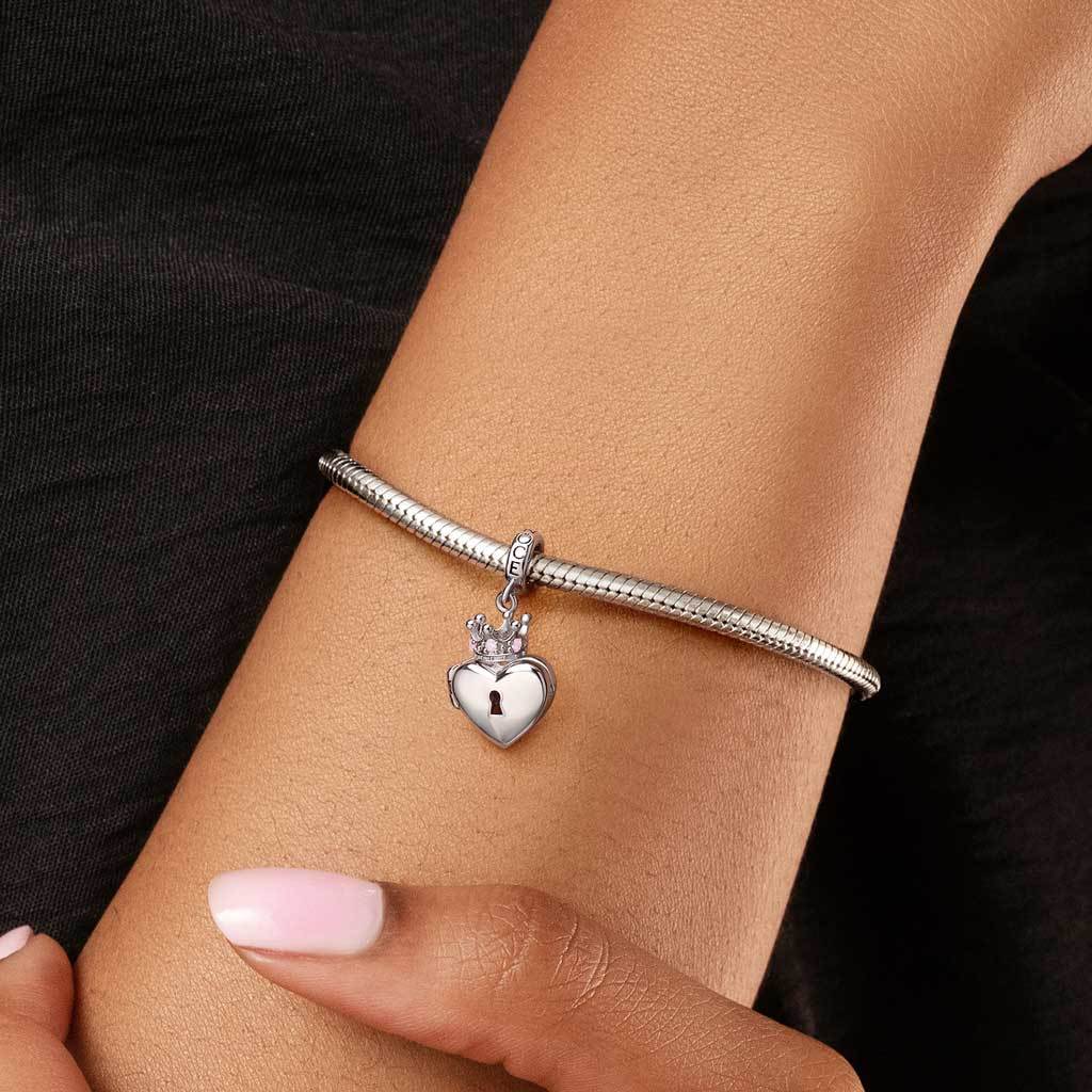 骷髏頭愛心鎖吊墜 image number 1