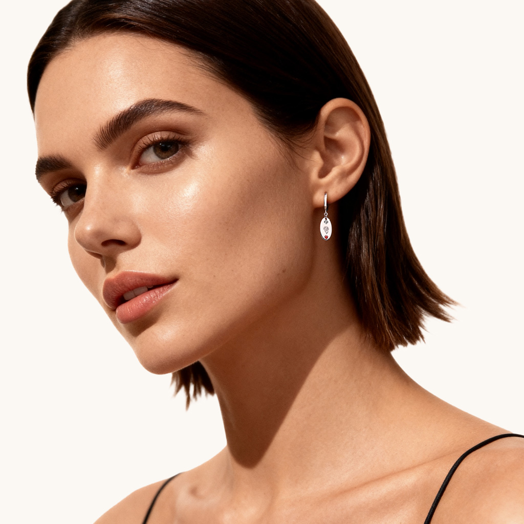 誕生石花卉吊墜耳環 image number 2