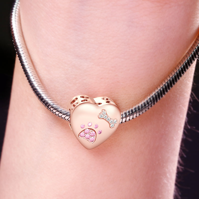 寵物爪子印花空心照片吊飾珠 image number 2