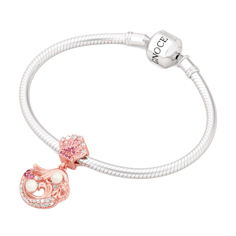 玫瑰金珍珠美人魚 吊墜 image number 2