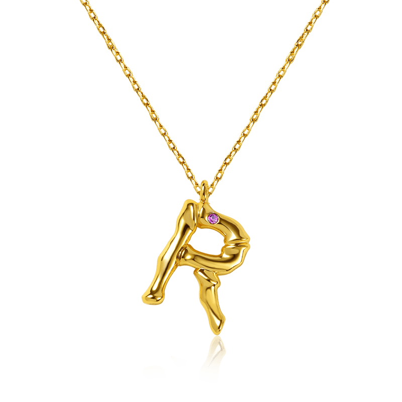 竹製字母“R”項鍊 image number 0