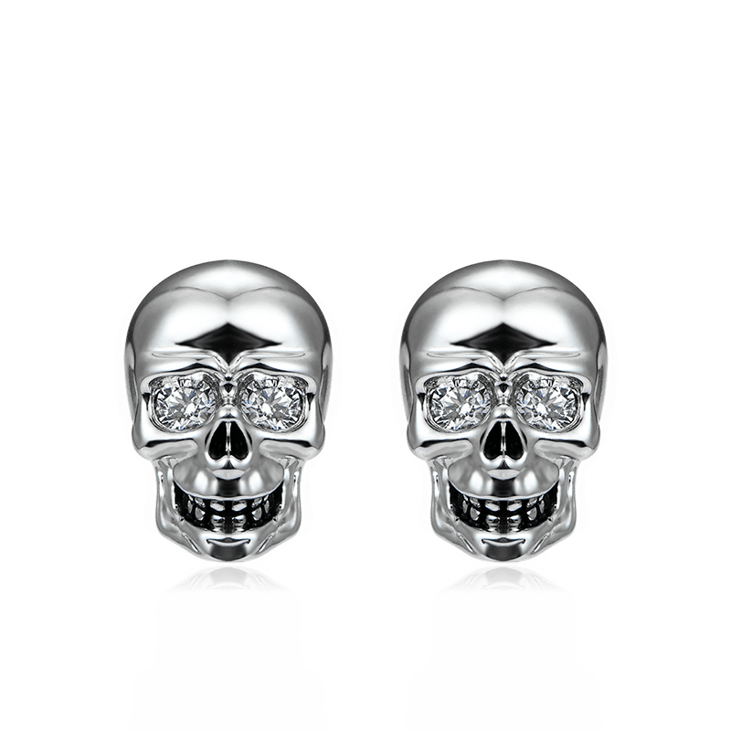 銀色骷髏耳釘 image number 0