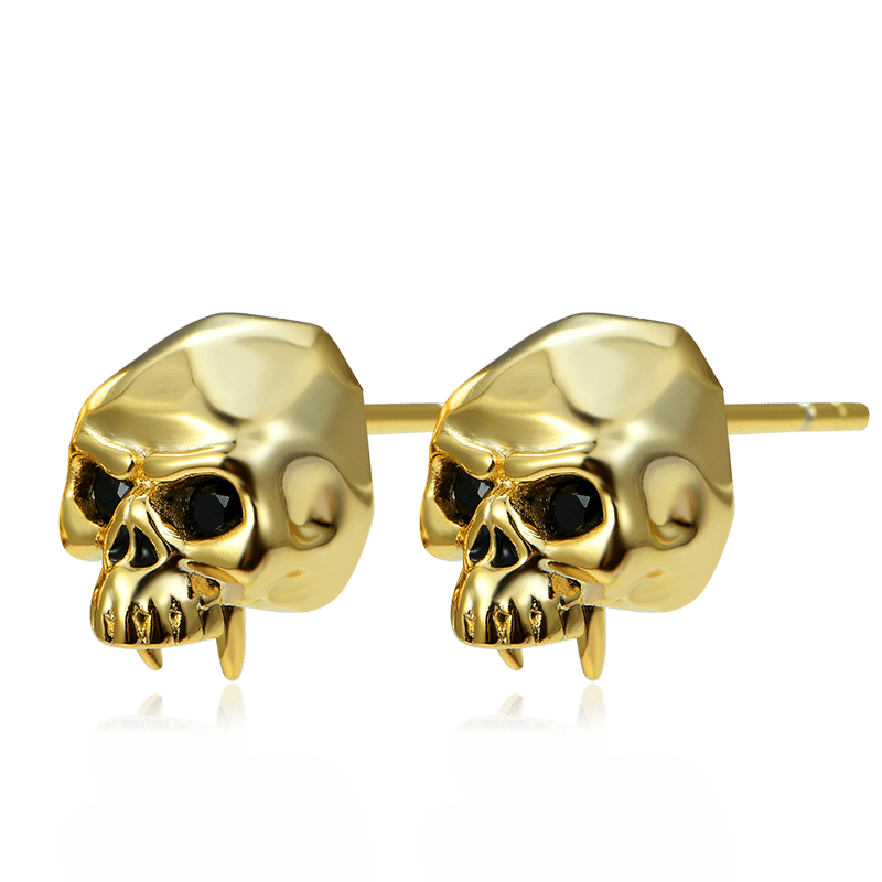 金色骷髏耳釘 image number 1