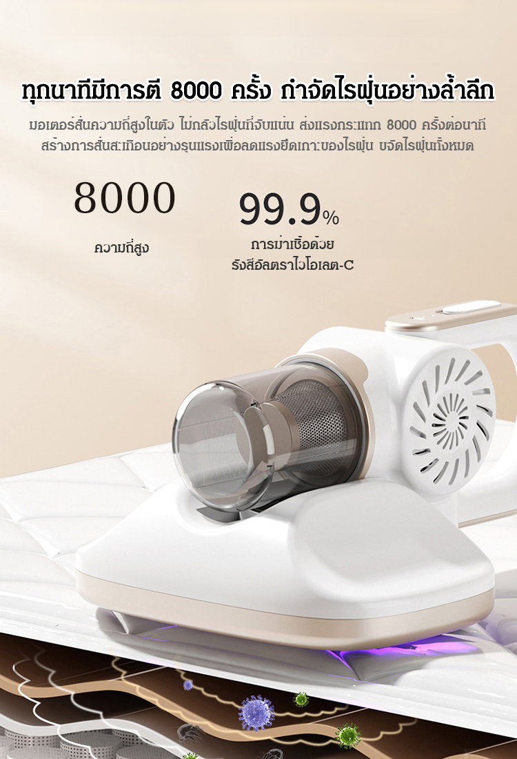 🚀 เครื่องกำจัดไรฝุ่นไร้สายทรงพลัง เพื่อการทำความสะอาดอย่างล้ำลึก
