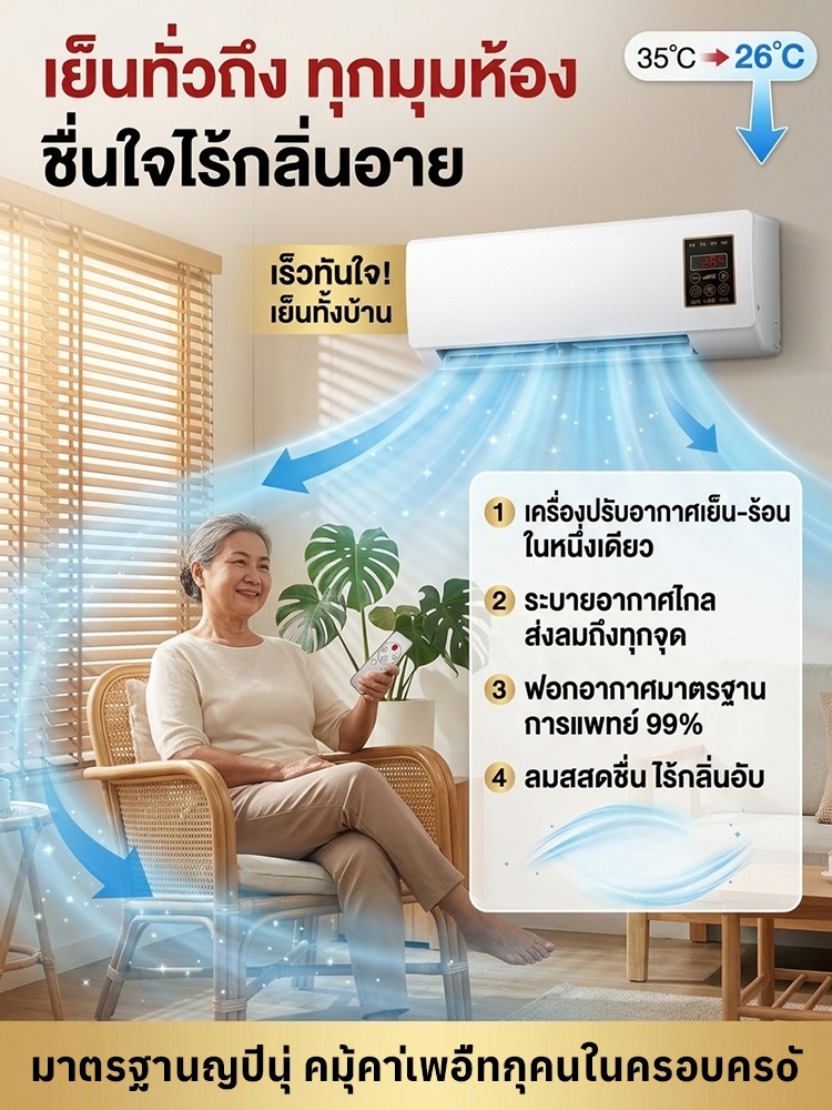❄️🔥 เครื่องปรับอากาศติดผนังบ้าน (ทำความเย็นและทำความร้อน) เหมาะสำหรับทุกฤดูกาล!