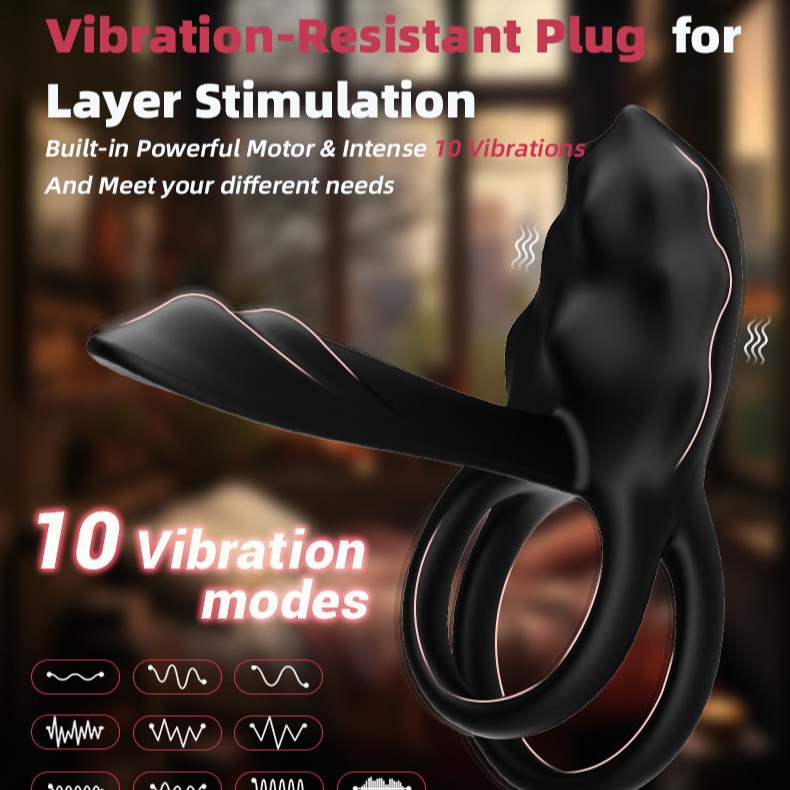 10 Speed Vibrating Cock Ring Dual Ring Set for Men Couples Use Extended Pleasure Prostate Massager Enhancer