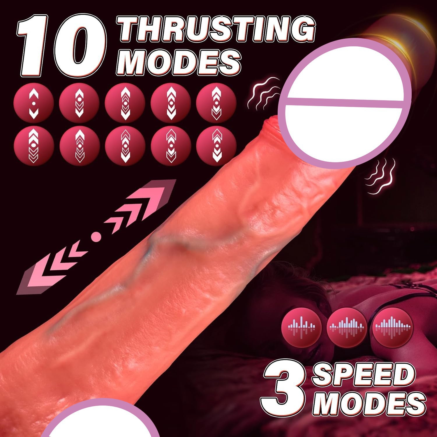 Automatic Telescoping Vibrating Dildo Realistic Electric Silicone Masturbator for Women Hands Free Thrusting Adult Sex Toy