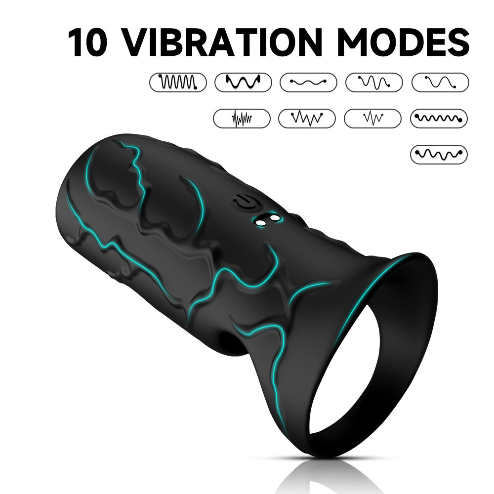 10 Speed Vibrating Male Silicone Cock Ring with Magnetic Charging Physical Delay Penis Sleeve for Men Enhanced Pleasure and Stamina