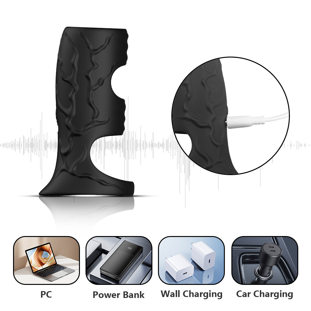 10 Speed Vibrating Male Silicone Cock Ring with Magnetic Charging Physical Delay Penis Sleeve for Men Enhanced Pleasure and Stamina