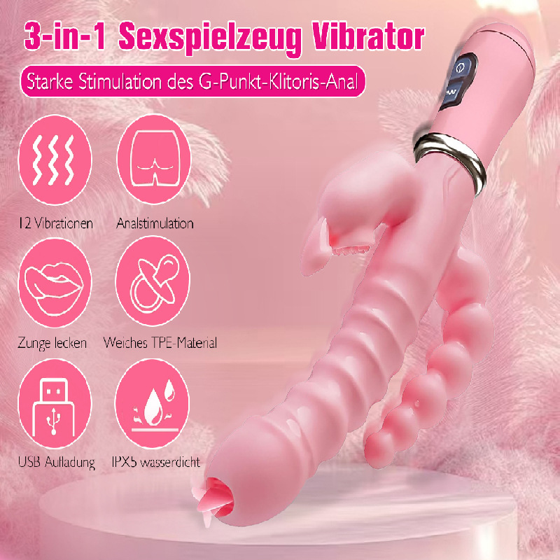 3 in 1 Multi Speed Vibrating Wand for Women G Spot Clitoral and Anal Stimulation with Beads