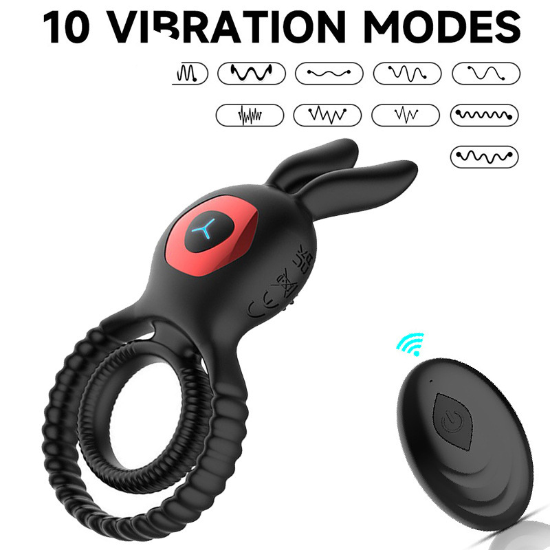 10 Frequency App Controlled Rabbit Male Prostate Massager Ring with Vibration Lock Function for Penis Exercise and Enhancement