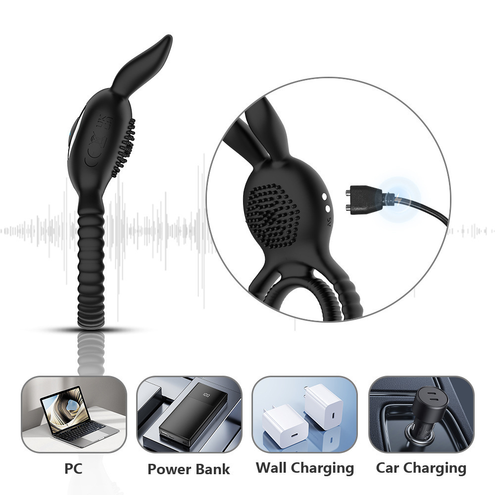 10 Frequency App Controlled Rabbit Male Prostate Massager Ring with Vibration Lock Function for Penis Exercise and Enhancement