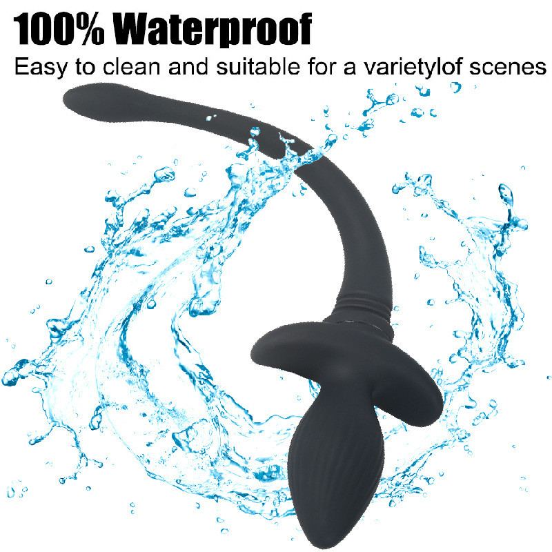 Remote Control Silicone Anal Plug with 10 Vibration Modes and Swinging Tail for Men Prostate Massager Adult Toy