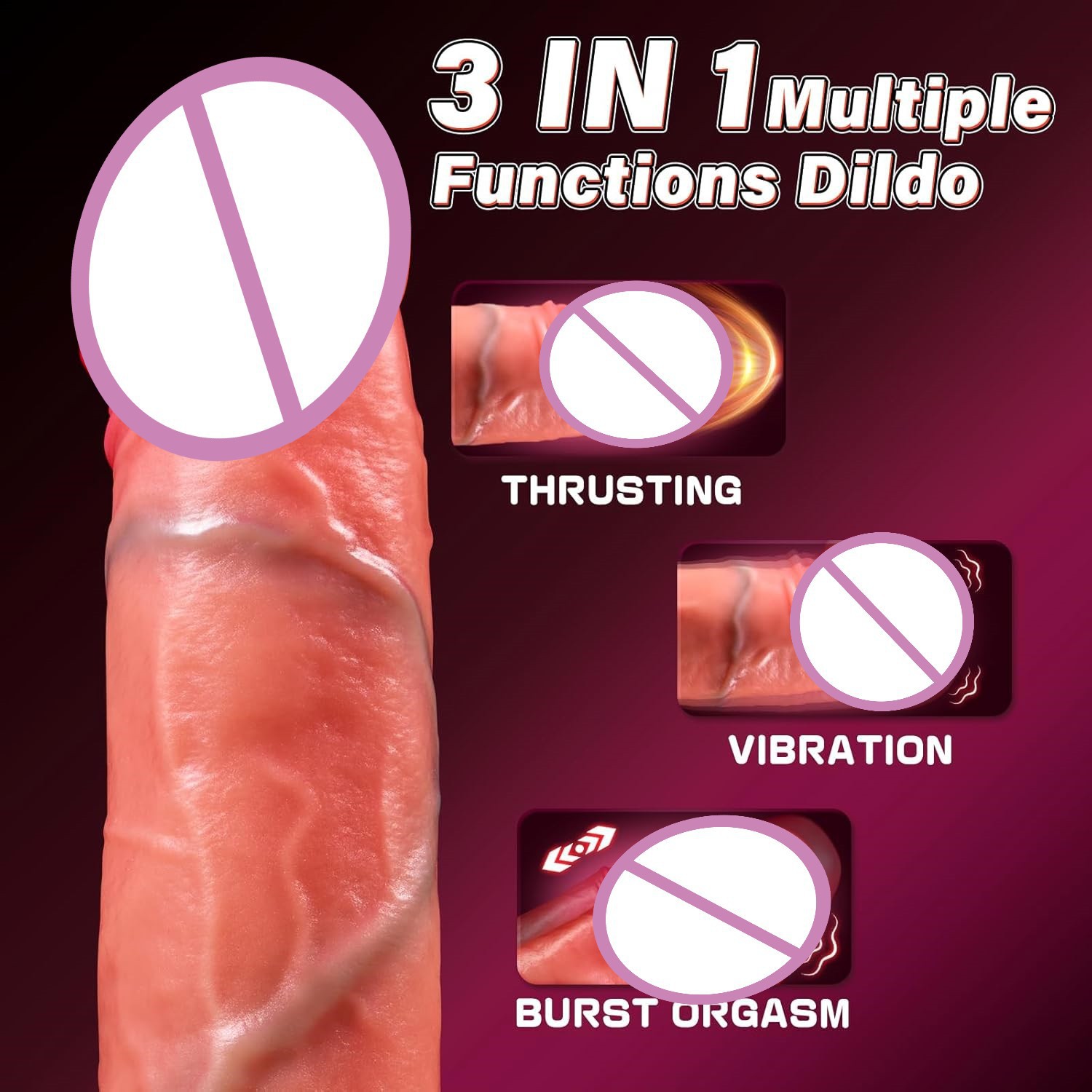 Automatic Telescoping Vibrating Dildo Realistic Electric Silicone Masturbator for Women Hands Free Thrusting Adult Sex Toy