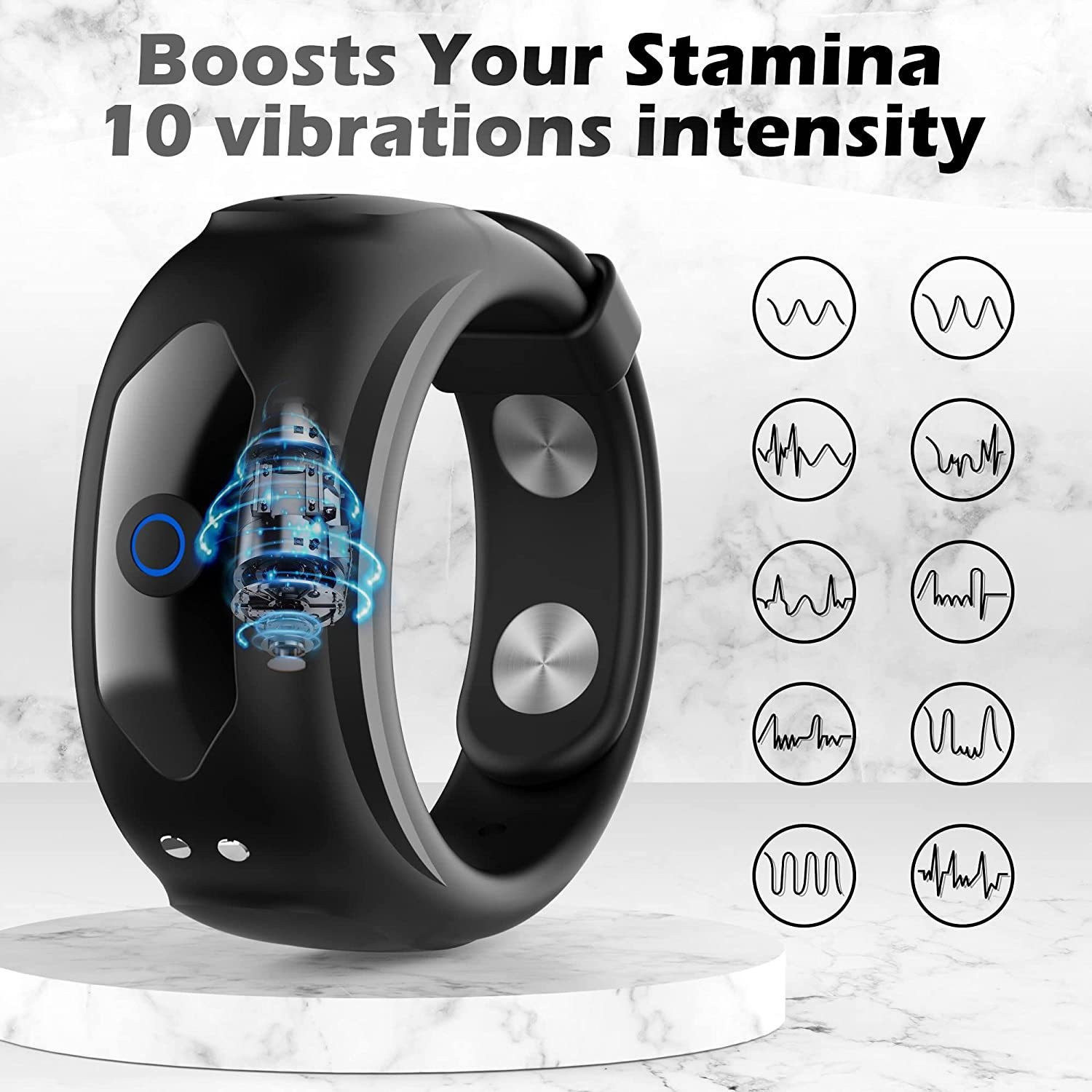 Magnetic Charging 10 Frequency Vibration Cock Ring for Men Physical Delay Enhancer Penis Ring Rechargeable Male Sex Toy
