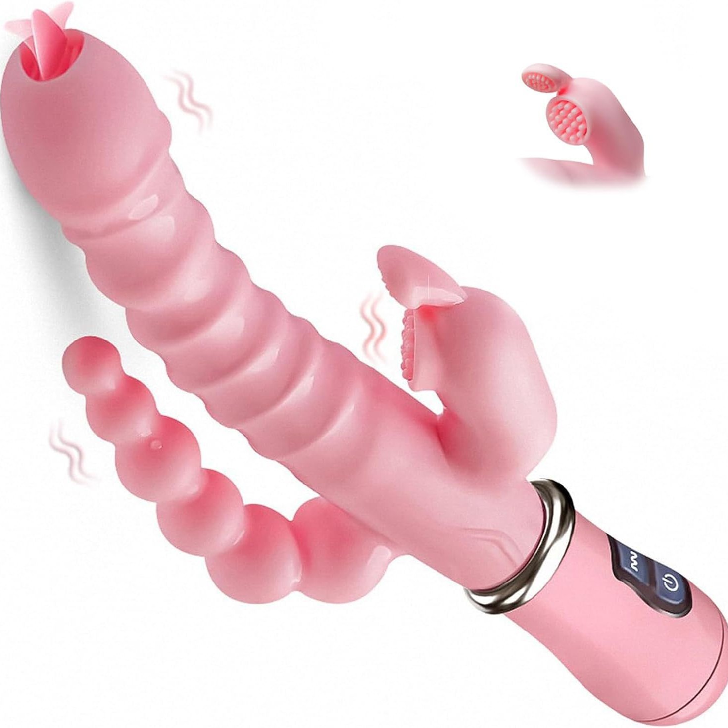 3 in 1 Multi Speed Vibrating Wand for Women G Spot Clitoral and Anal Stimulation with Beads