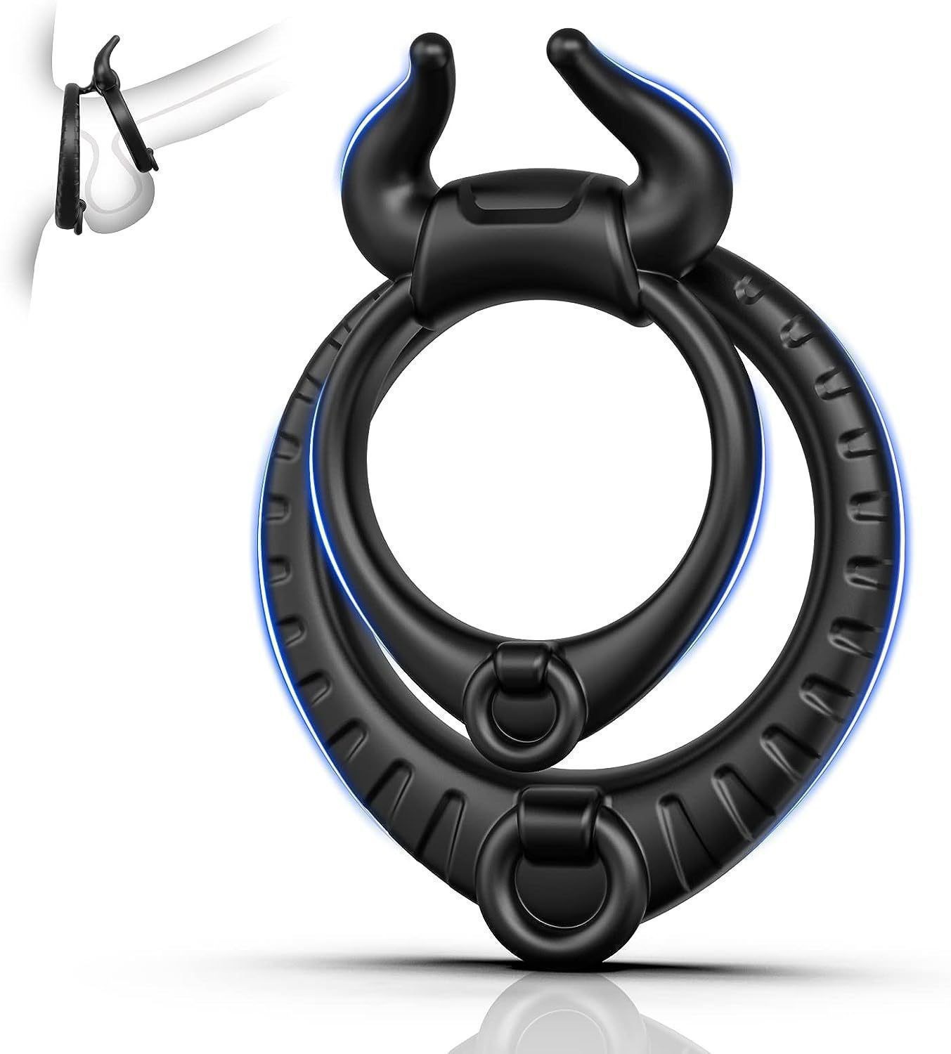 10 Speed Vibrating Ring with Magnetic Charging Bull Penis Enhancer for Men Prostate Massager Cock Ring Adult Sex Toy for Couples Pleasure