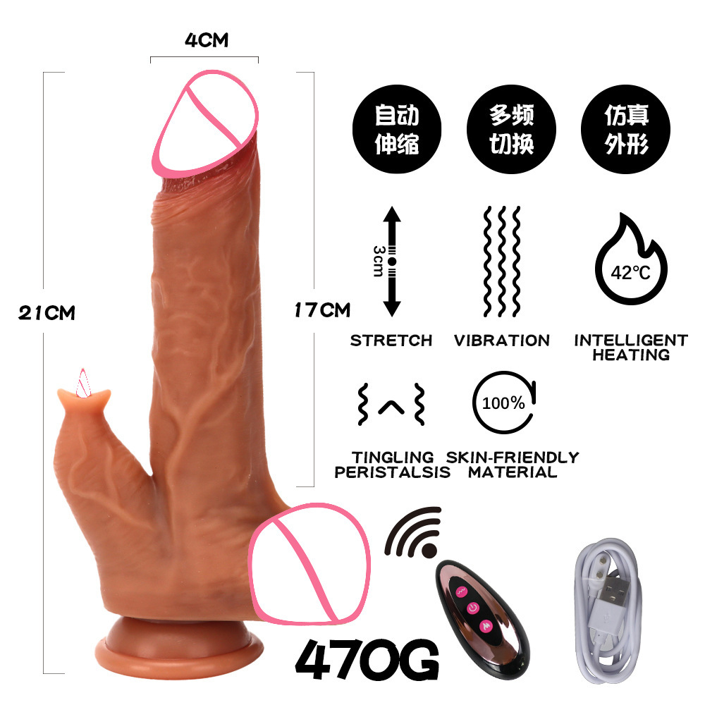 Automatic Silicone Realistic Dildo for Women with Thrusting and Extending Functions Hands Free Vibrating Adult Toy