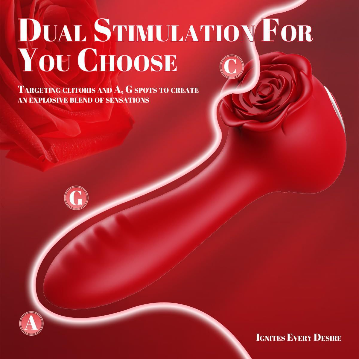 Rose G Spot Vibrator Clitoral Stimulator with Rotating Beads and Tongue Licking for Women Powerful Rechargeable Waterproof Adult Sex Toy