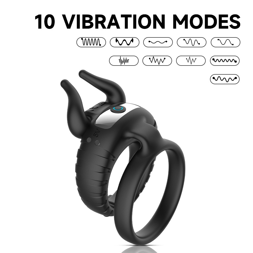 10 Speed Vibrating Ring with Magnetic Charging Bull Penis Enhancer for Men Prostate Massager Cock Ring Adult Sex Toy for Couples Pleasure