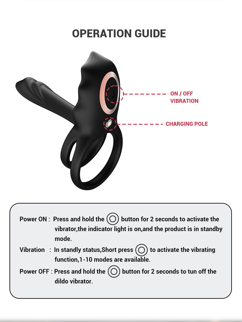 10 Speed Vibrating Cock Ring Dual Ring Set for Men Couples Use Extended Pleasure Prostate Massager Enhancer