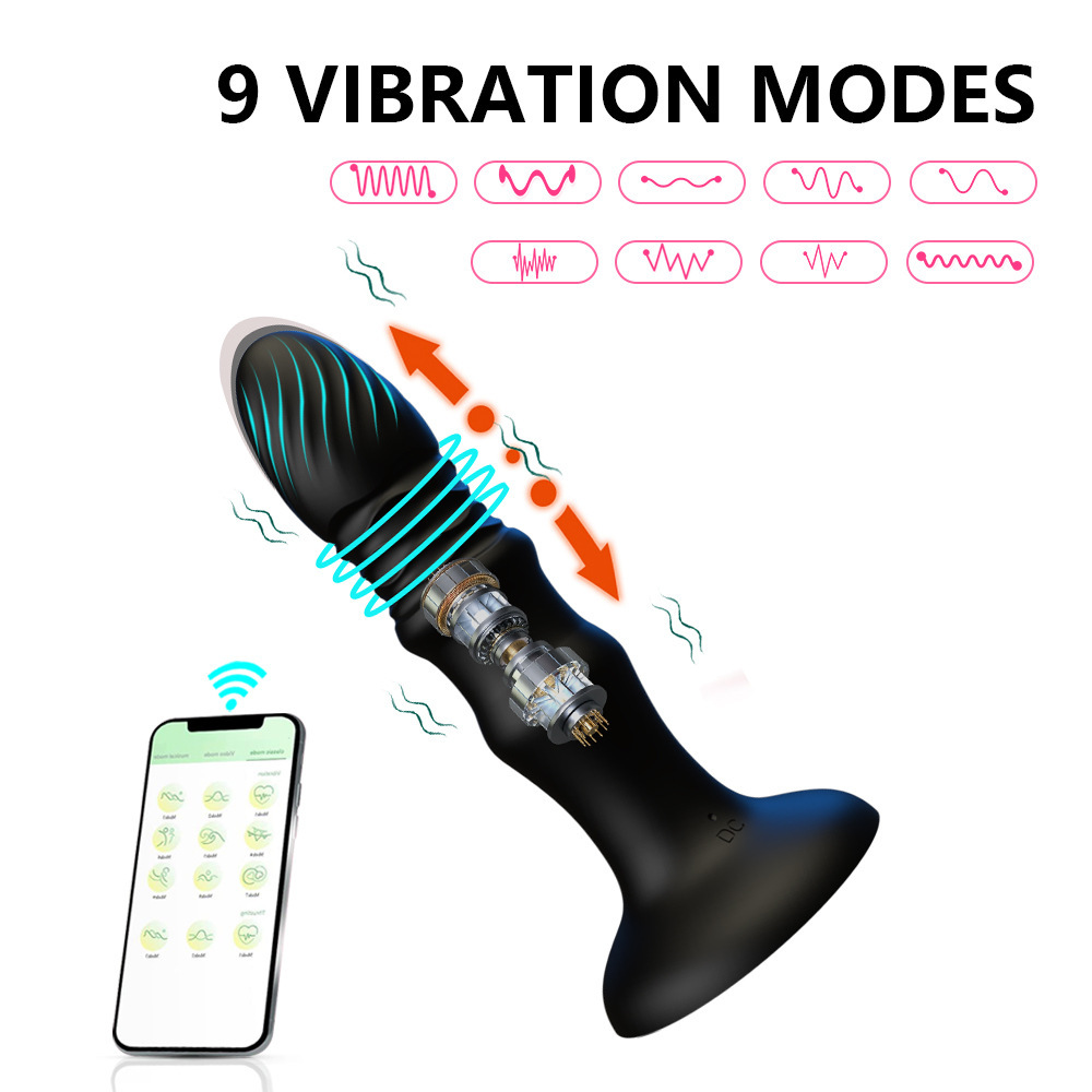 Remote Control Vibrating Prostate Massager with APP Adjustable Telescopic Anal Plug for Men