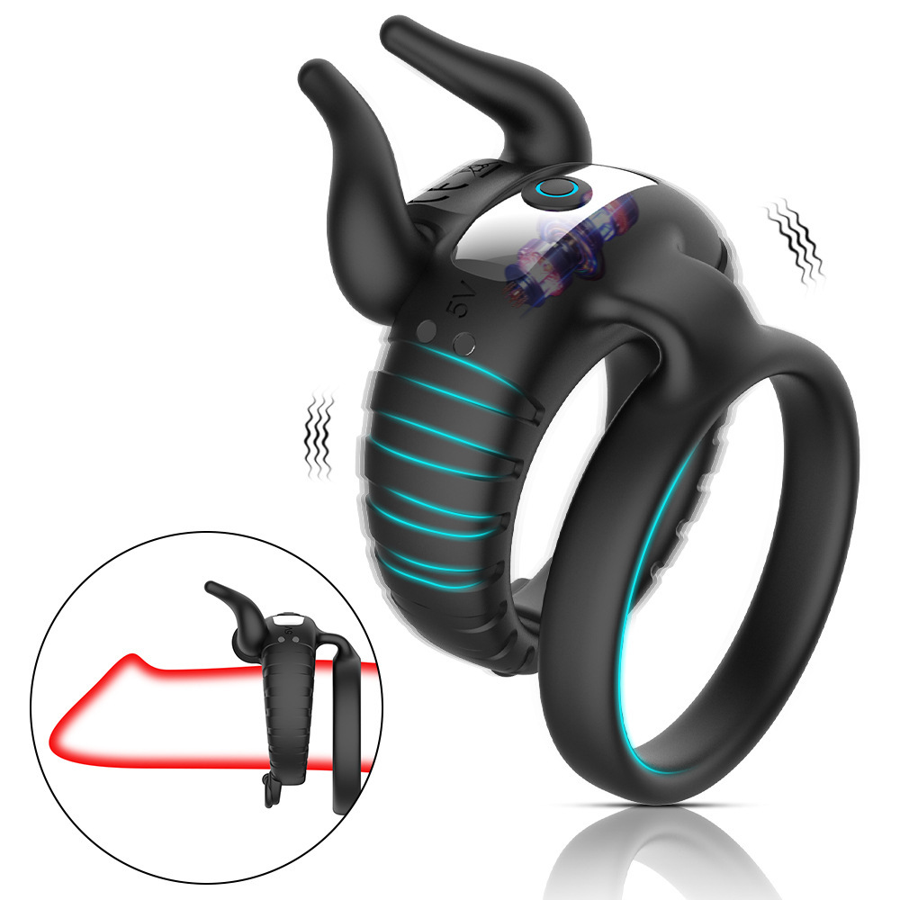 10 Speed Vibrating Ring with Magnetic Charging Bull Penis Enhancer for Men Prostate Massager Cock Ring Adult Sex Toy for Couples Pleasure
