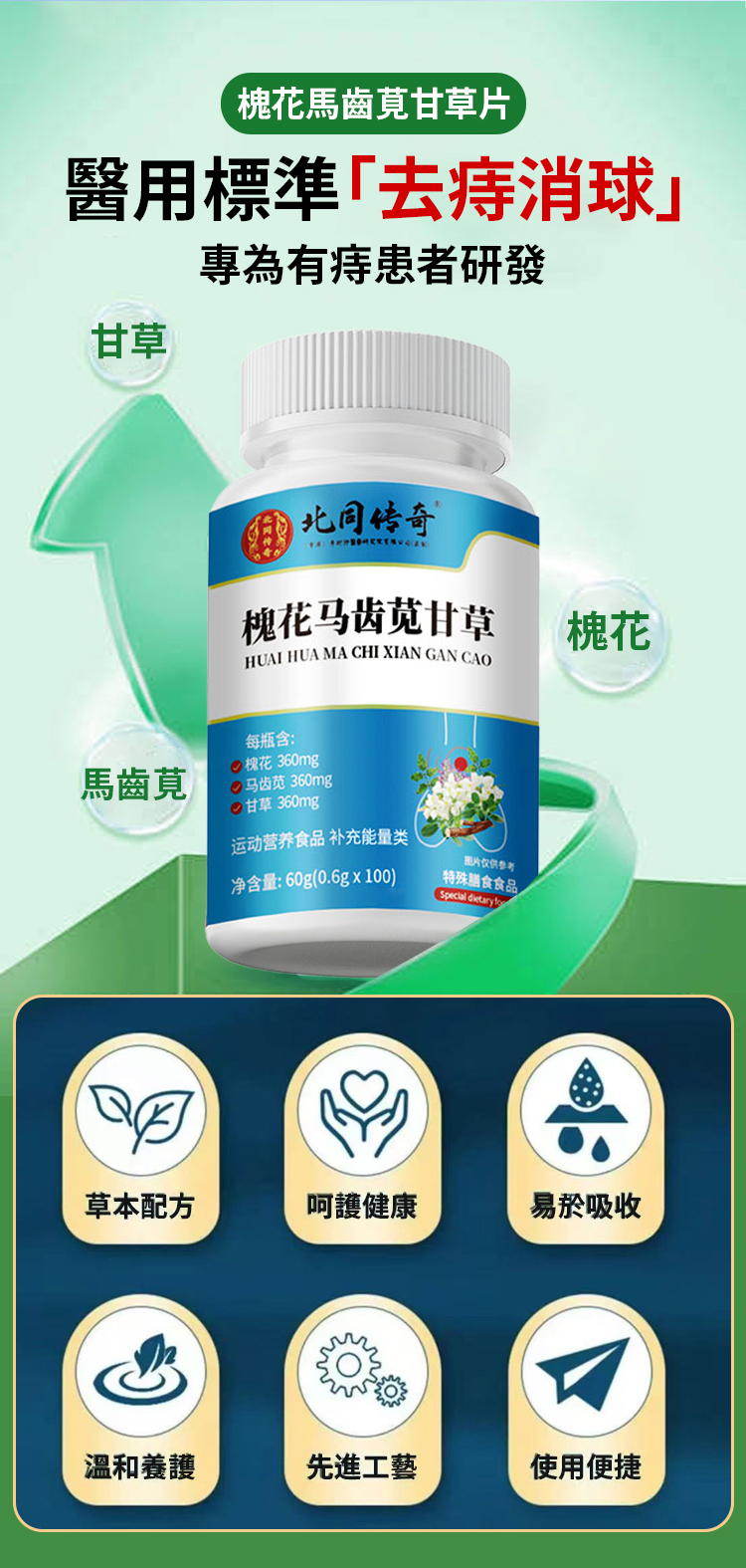 槐花馬齒莧甘草片