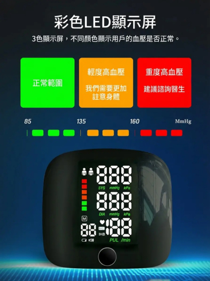 【語音大彩色螢幕】全自動手腕式電子血壓計
