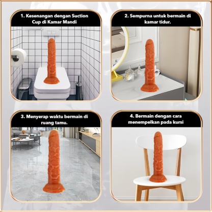 Dildo Realistis Silikon Lembut Premium Body Safe Panjang 19cm dengan Pengisap Kuat dan Bonus Pelumas 8ml