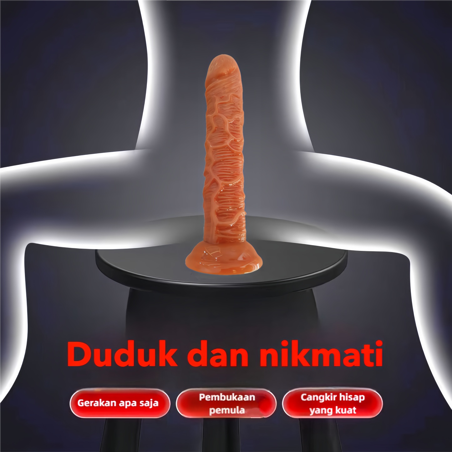 Dildo Realistis Silikon Lembut Premium Body Safe Panjang 19cm dengan Pengisap Kuat dan Bonus Pelumas 8ml