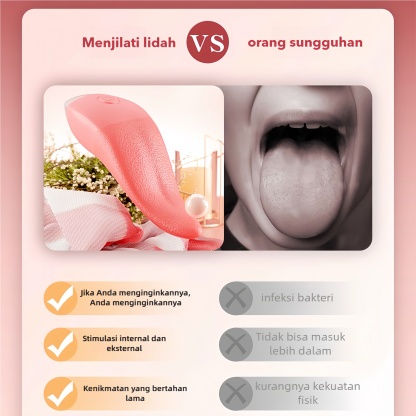 Mainan Penjilat Klitoris Lidah Fleksibel 10 Mode Getaran Bahan TPE dan ABS Tahan Air USB Rechargeable Bonus Pelumas 8ml