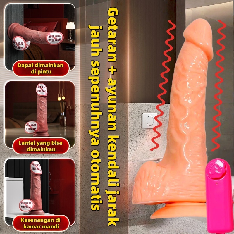 Dildo Getar dan Putar Realistis dengan Perekat Hisap Kuat Silikon Lembut Body Safe Panjang 19cm Kedalaman 17cm Diameter 3cm Baterai 2xAA Bonus Pelumas 8ml