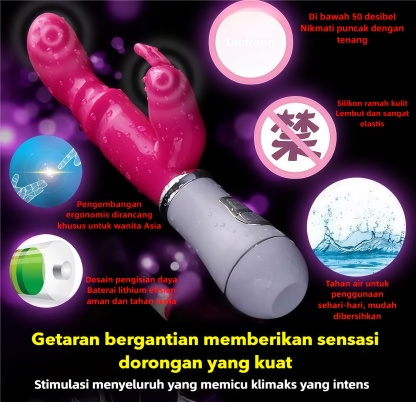 Vibrator G Spot Motor Terpisah Getaran dan Dorongan Kuat Silikon Ramah Kulit Tahan Air Panjang 20cm Kedalaman 13cm Diameter 2cm