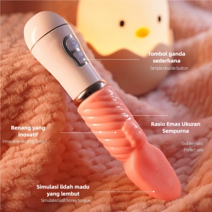 Vibrator Lidah Realistis Ayunan dan Getaran Mirip Asli Silikon Lembut Tahan Air Panjang 17cm Kedalaman 10cm Diameter 3cm