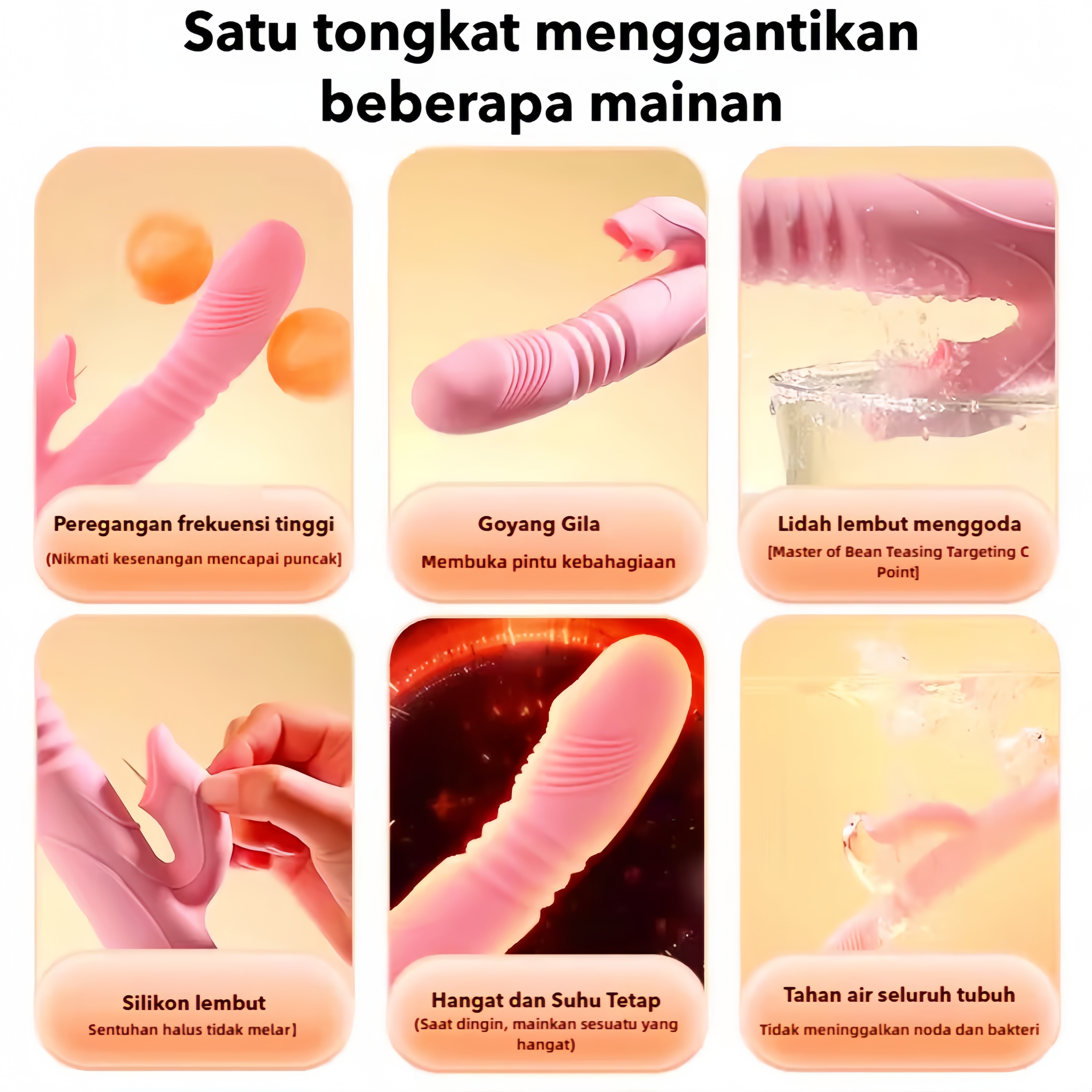 Vibrator Dual Motor Realistis Getaran Ganda Silikon Lembut Tahan Air Panjang 20cm Kedalaman 13cm Diameter 2cm